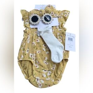 Rachel Zoe Yellow Floral Baby Romper Set